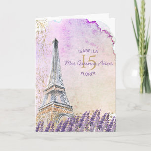Mis Quince Anos Paris Eiffel Torn Lavender Inbjudan