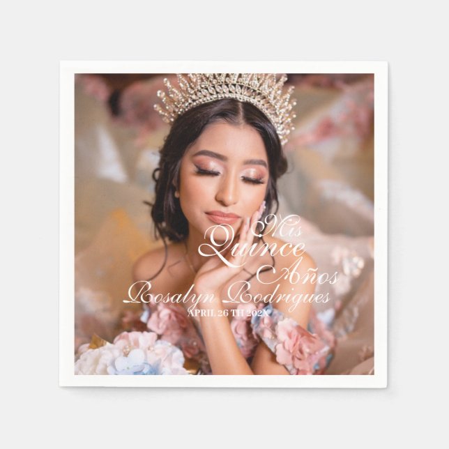 Mis Quince Anos Quinceanera-foto 15:e födelsedagen Pappersservett (Framsidan)