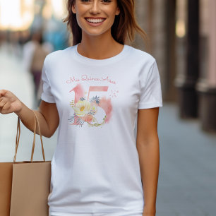 Mis Quince Anos Söt Blommigt Anpassningsbar 15:e f T Shirt