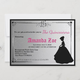 Mis Quince Black and White Elegant-inbjudan Inbjudningar