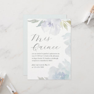 Mis Quince Blommigt Birthday Quinceañera Laid Papp Inbjudningar