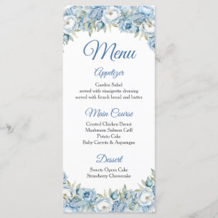 Mis Quince Blue Blommigt Silver Krona Quinceañera Meny