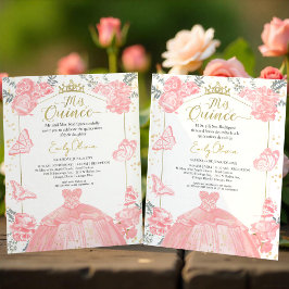 Mis Quince Budget Inbjudan Tvåspråkig Rosa Blommig