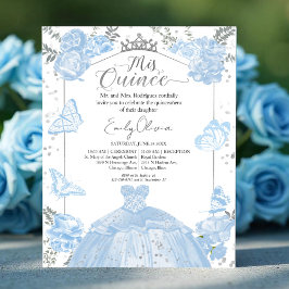 Mis Quince-budgetinbjudan Bilingual Dusty Blue