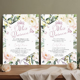 Mis Quince Butterfly Blommigt Quinceañera Bilingua Inbjudningar