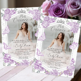 Mis Quince-fotoinbjudan Bilingual Lavender Inbjudningar