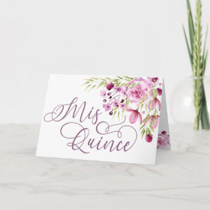 Mis Quince Lila Blommigt Watercolor 15:e födelseda Inbjudan