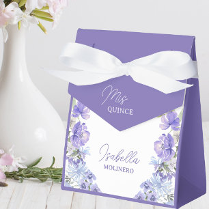 Mis Quince Lila Peri Blommigt Quinceanera Party Presentaskar