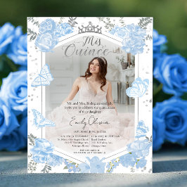 Mis Quince Photo Budget-inbjudan - Dusty Blue