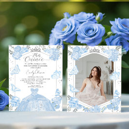 Mis Quince Photo Budget-inbjudan - Dusty Blue