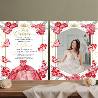 Mis Quince Photo Budget-inbjudan Spansk röd