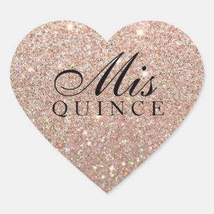 Mis Quince Ro Guld Glitter Fab Sticker Hjärtformat Klistermärke