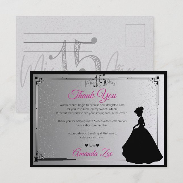 Mis Quince Tackkort Black and White Tack Kort (Fram/baksida)