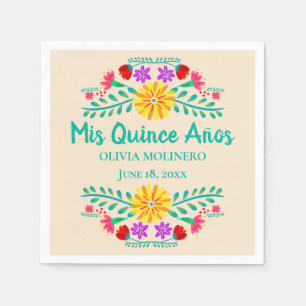 Mis-QuinceAnos mexicansk champagne Quincenera Pappersservett
