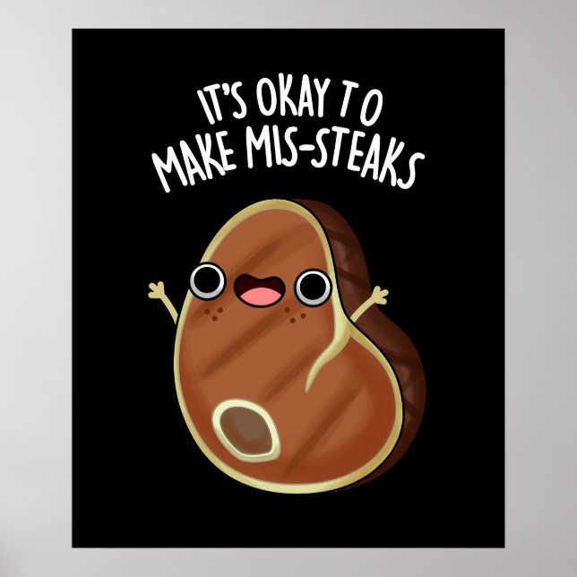 Mis-Steaks Steak Pun Mörk BG Poster (Framsidan)