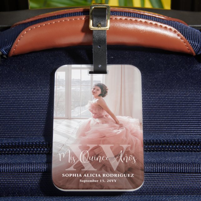 Mis XV Años Quinceañera Photo 15:e födelsedagen Re Bagagebricka (Framsida Insitu 2)