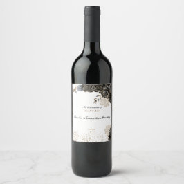 Mis XV Años Vin-etiketten Black och Guld Vinflaska Etikett