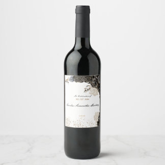 Mis XV Años Vin-etiketten Black och Guld Vinflaska Etikett