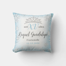 Mis XV Winter Wonderland Quinceañera Krona Pillow Kudde