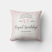 Mis XV Winter Wonderland Quinceañera Krona Pillow