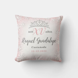 Mis XV Winter Wonderland Quinceañera Krona Pillow Kudde