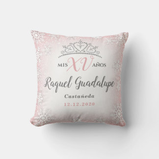 Mis XV Winter Wonderland Quinceañera Krona Pillow Kudde