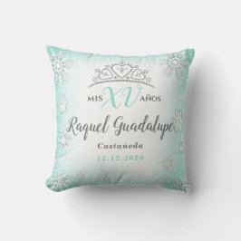 Mis XV Winter Wonderland Quinceañera Krona Pillow Kudde