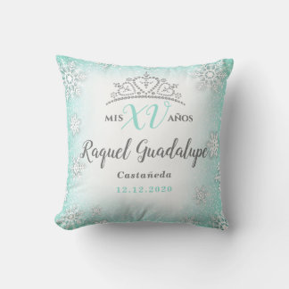 Mis XV Winter Wonderland Quinceañera Krona Pillow Kudde