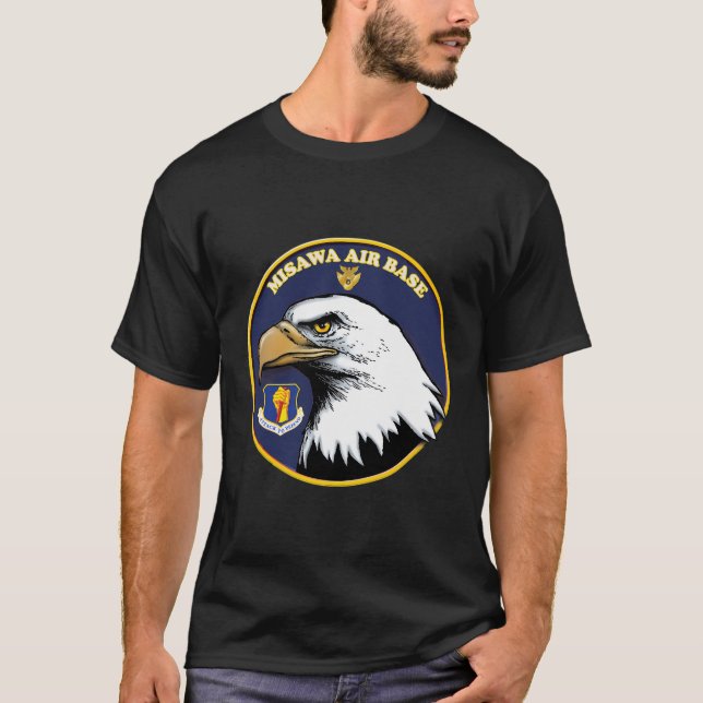 Misawa Luft Base Japan USA 35e Fighter Vinge Jasdf T Shirt (Framsida)