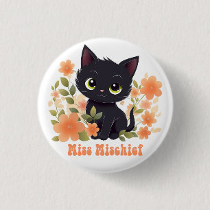 MisChief Black Kitten Kawaii Chibi Knapp