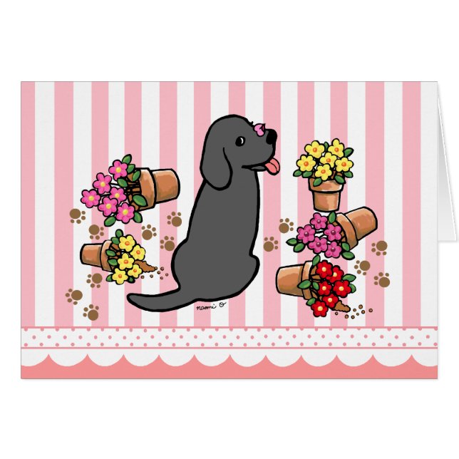 Mischievent Black Labrador Hälsningskort (Framsidan Horizontal)