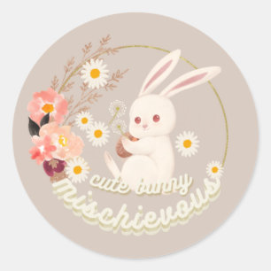 Mischievent Cute Bunny Ceramic Runt Klistermärke