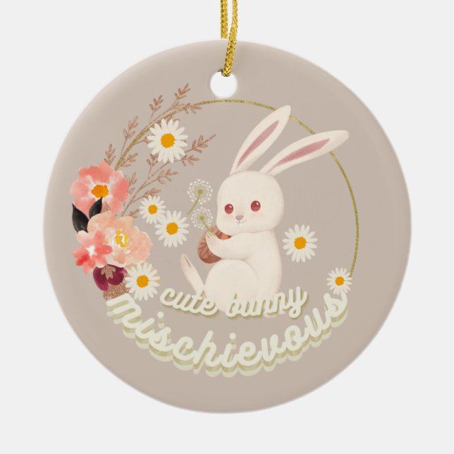 Mischievent Cute Bunny Julgransprydnad Keramik (Framsidan)