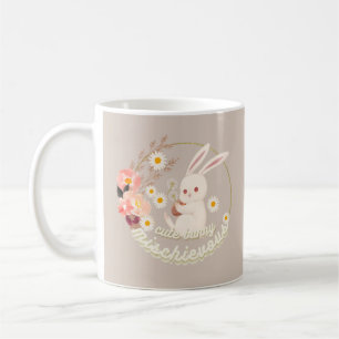 Mischievent Cute Bunny och Flower Kaffemugg