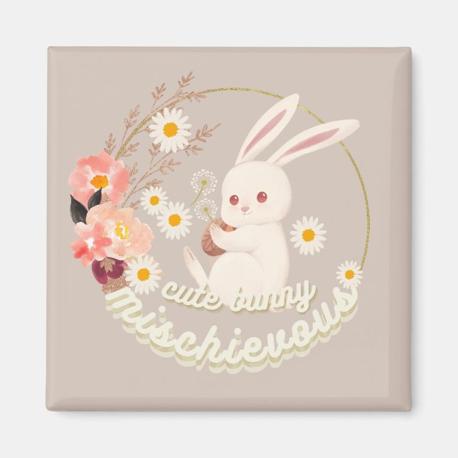 Mischievent Cute Bunny och Flower Magnet (Framsidan)