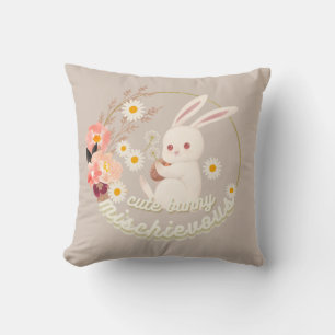 Mischievent Cute Bunny och Flower Ornament Kudde