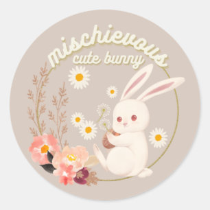 Mischievent Cute Bunny Runt Klistermärke