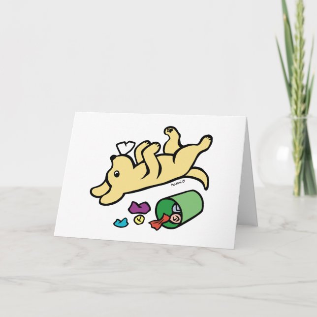 Mischievent Gult Labrador Side Öga Kort (Framsida)