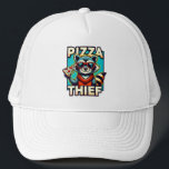 Mischievent Pizza Älskare Keps<br><div class="desc">En illustration av en eländig tittar tävling som njuter av en bit pizza omgiven av vibrerande färg och mönster.</div>