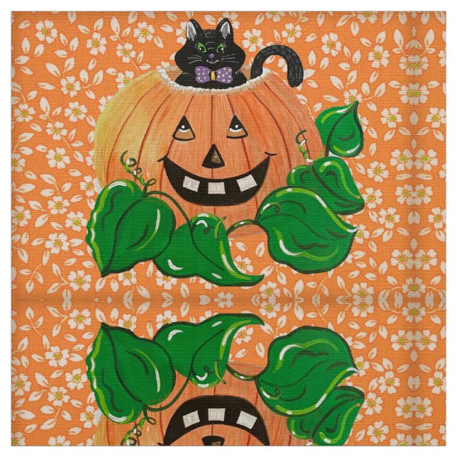 Mischievent Pumpkin Kattunge Fabric Tyg (Provkarta)