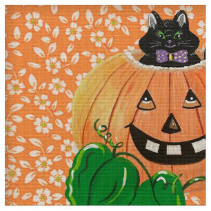 Mischievent Pumpkin Kattunge Fabric Tyg