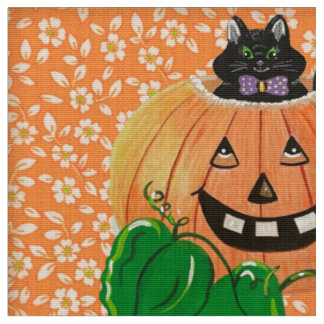 Mischievent Pumpkin Kattunge Fabric Tyg