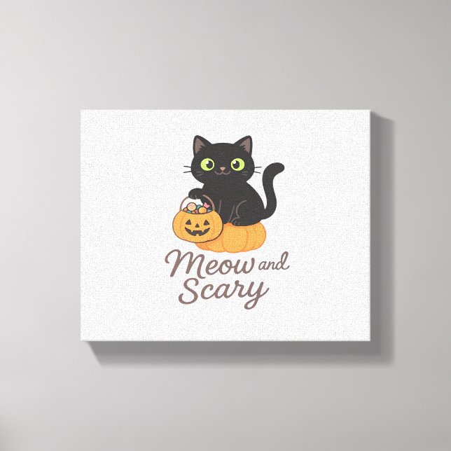 Mischievent svart katt med Glowing Grönt Ögon på P Canvastryck (Framsida)
