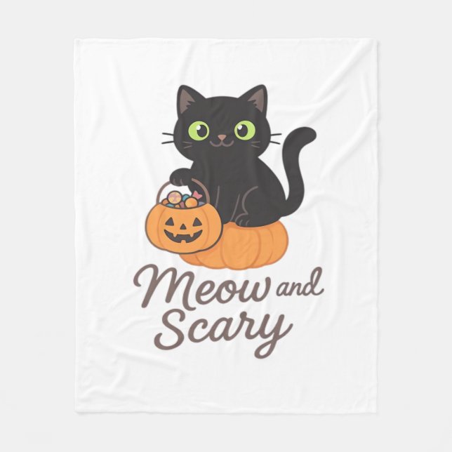 Mischievent svart katt med Glowing Grönt Ögon på P Fleecefilt (Framsidan)