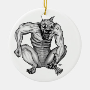 Mischwesen Troll Dämon Teufel Golem Gargoyle Julgransprydnad Keramik