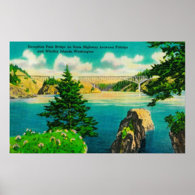 Miseption Pass Bridge, Fidalgo och Whidby Island Poster (Framsidan)