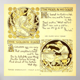 Miser och hans Guld Walter Crane Poster