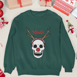 Misfit Red Nose Reindeer Skull Jul T Shirt