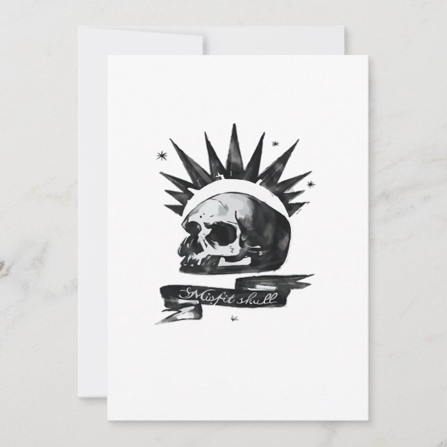 Misfit Skull Creative Character AFlat Holiday Card Julkort (Framsida)