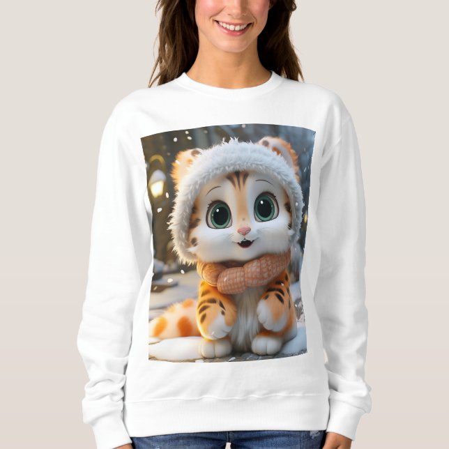 Misha - en fluffy snö leopard t shirt (Framsida)